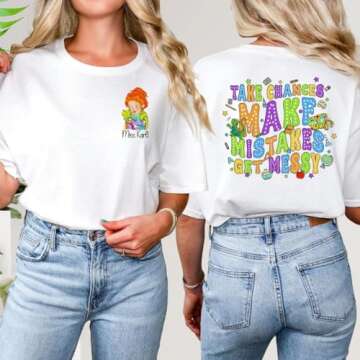 Take Chances Get Messy Shirt, Fun Teacher Life Tee, New Teacher Gift, Ms Frizzle Magic School Bus Shirt, Motivational Teacher Tee