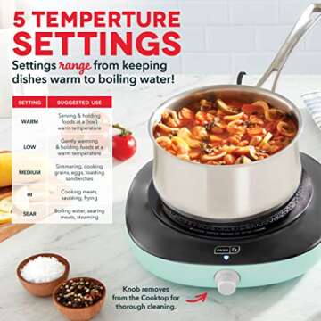 DASH Electric Cooktop for RVs & Small Kitchens - Aqua