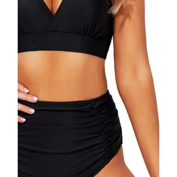 Tempt Me Black Two Piece High Waisted Bikini Set