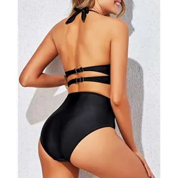 Tempt Me Black Two Piece High Waisted Bikini Set