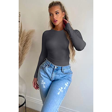 OQQ Women's Long Sleeve Fitted Tops for All Occasions