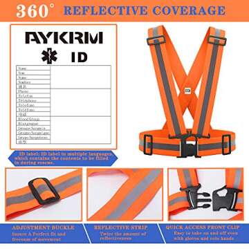 AYKRM 9 Color Reflective Vest with Hi Vis Bands, Fully Adjustable & Multi-Purpose: Running, Cycling,...