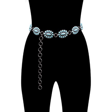Stylish Wonderent Western Turquoise Flower Concho Belt
