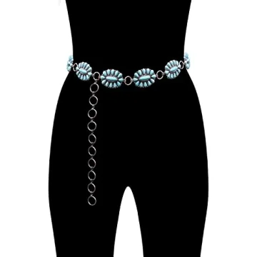 Stylish Wonderent Western Turquoise Flower Concho Belt