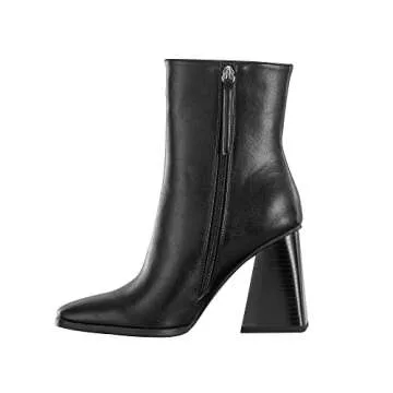 ZXHYZLZ Womens Black Chunky High Heel Boots - Zip Up, Square Toe, Ankle Booties Size 8