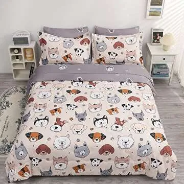 Gusuhome 7 Piece Kids Dog Comforter Set - Fun & Cozy Bedding Set for All Seasons