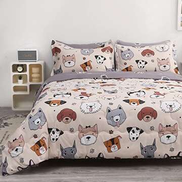 Gusuhome Kids Dog Comforter Set for Boys and Girls