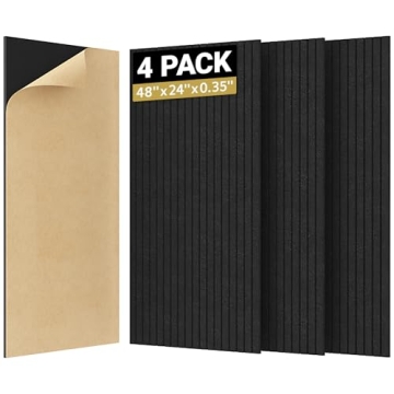 TONOR 4 Pack Large Acoustic Panels,48" X 24" X 0.35" Acoustical Wall Panel, Self-Adhesive Sound Proo...