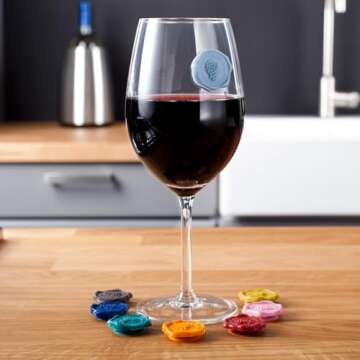 Vacu Vin Glass Markers - Set of 8 Colourful Characters for Wine Glass Decorations - Suction Cup Stic...