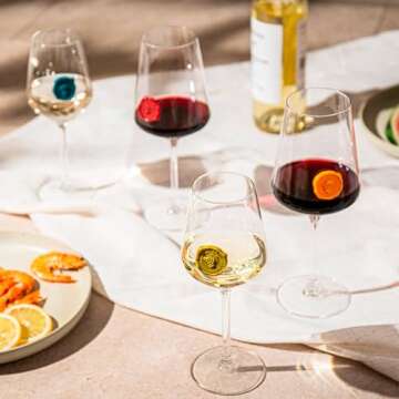 Vacu Vin Glass Markers - Set of 8 Colourful Characters for Wine Glass Decorations - Suction Cup Stickers for Wine Glasses - Perfect for Parties!