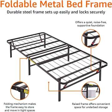 Amazon Basics Sturdy Twin Bed Frame with Storage Solution