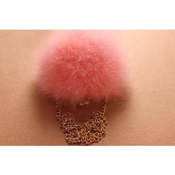 Mogor Women's Faux Fur Fluffy Feather Round Clutch Shoulder Bag Pink