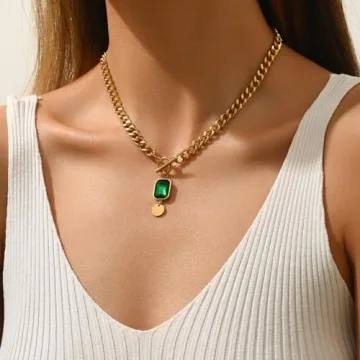 Mauzew 18K Gold Plated Chunky Chain Necklace for Women