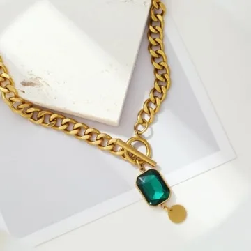 Mauzew 18K Gold Plated Chunky Chain Necklace for Women
