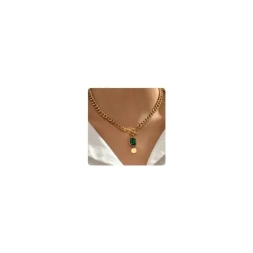 Mauzew 18K Gold Plated Chunky Chain Necklace for Women
