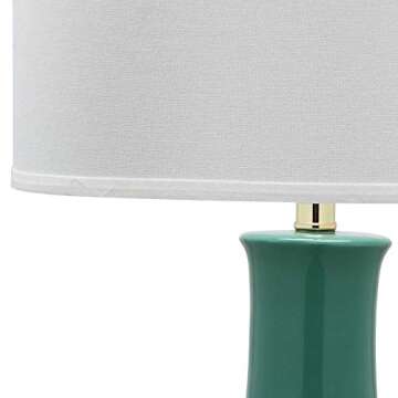 SAFAVIEH Lighting Collection Paris Modern Emerald Green Ceramic 28-inch Bedroom Living Room Home Office Desk Nightstand (LED Bulb Included) Table Lamp, 0, Turquoise