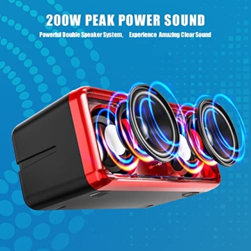 Portable Karaoke Machine with 2 Wireless Mics & LED