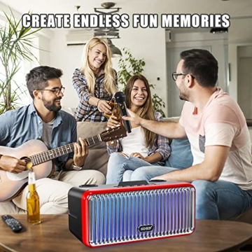 Portable Karaoke Machine with 2 Wireless Mics & LED