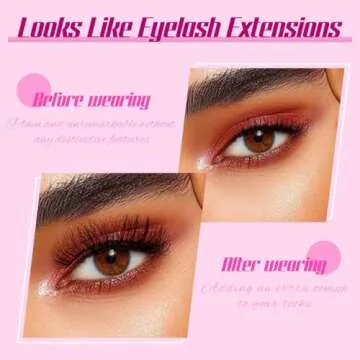 Veleasha Russian Strip Lashes with Clear Band Looks Like Eyelash Extensions D Curl Lash Strips 10 Pairs Pack (DT04)