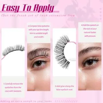 Veleasha Russian Strip Lashes with Clear Band Looks Like Eyelash Extensions D Curl Lash Strips 10 Pairs Pack (DT04)