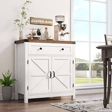 HOSTACK Modern Farmhouse Coffee Bar Cabinet with Storage & Stylish Design