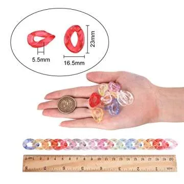 LiQunSweet 300 Pcs Random Color Acrylic Plastic Curb Twist Chains Quick Linking Ring Connectors for Earring Necklace Jewelry Eyeglass Chain DIY Craft Making - 23x16.5mm