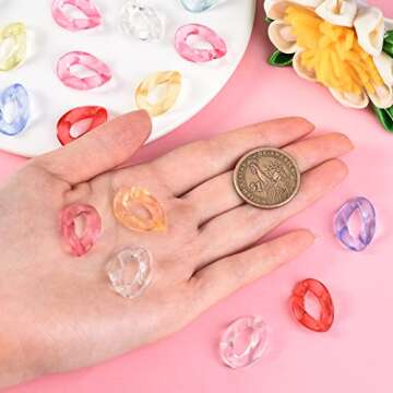 LiQunSweet 300 Pcs Random Color Acrylic Plastic Curb Twist Chains Quick Linking Ring Connectors for Earring Necklace Jewelry Eyeglass Chain DIY Craft Making - 23x16.5mm