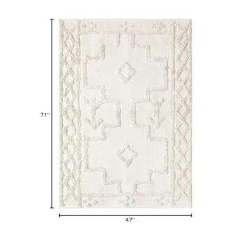 Uphome Boho Washable Rug 4' x 6', Beige Cotton Farmhouse Living Room Rugs, Hand Woven Tribal Bohemia...