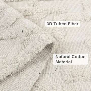 Uphome Boho Washable Rug 4' x 6', Beige Cotton Farmhouse Living Room Rugs, Hand Woven Tribal Bohemian Bedroom Rug, Western Geometric Tufted Neutral Floor Carpet for Nursery Entryway Kitchen