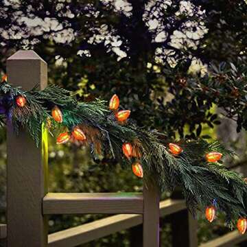 SUNSGNE C7 Orange Halloween Lights, 25Ft Outdoor Orange String Lights with 27 Clear Orange Bulbs(2 Spare), Vintage Christmas Lights for Patio, Cafe, Party, Holiday, Christmas Decor- Black Wire