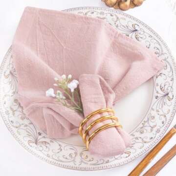 MLMW Pink Easter Cloth Napkins Set of 6 Spring Cotton Dinner Napkins Cloth Bulk Washable 16"×16" for Wedding Party Baby Bridal Shower Birthday Gender Reveal Table Decorations