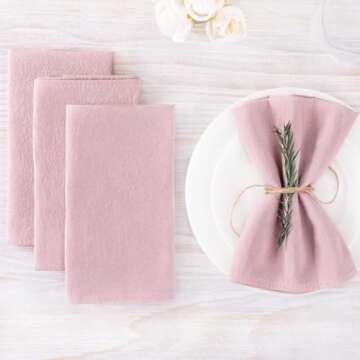 MLMW Pink Easter Cloth Napkins Set of 6 Spring Cotton Dinner Napkins Cloth Bulk Washable 16"×16" for Wedding Party Baby Bridal Shower Birthday Gender Reveal Table Decorations