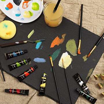 SALVADOR 40 Piece Acrylic Paint Kit, 24 Tubes of 0.4 oz Premium Paints, Mixing Knife, Paint Palette with Sponge