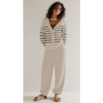 SAUKOLE 2 Piece Outfits for Women Loose Knit Cardigan and Baggy Pants Lounge Sweater Sets Fashion Sweatsuit Matching Set