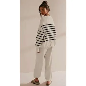 SAUKOLE 2 Piece Outfits for Women Loose Knit Cardigan and Baggy Pants Lounge Sweater Sets Fashion Sweatsuit Matching Set