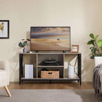 Topeakmart Vintage TV Stand for Up to 55 Inch TVs - Media Center with Storage Shelves
