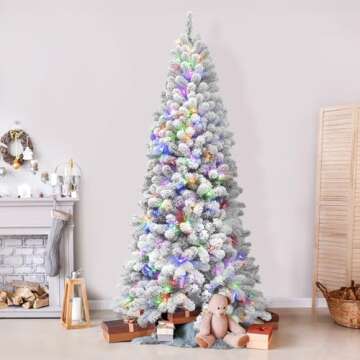 Fraser Hill Farm 12-Ft. Flocked Christmas Tree with Lights
