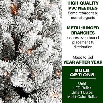 Fraser Hill Farm 12-Ft. Flocked Christmas Tree with Lights