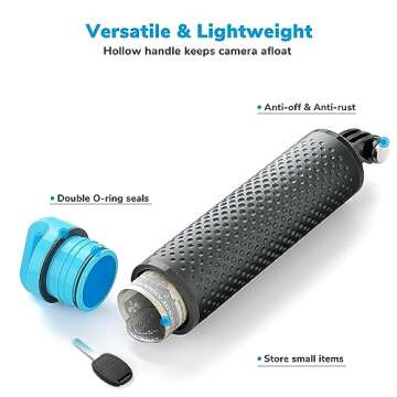 Sametop Floating Handle Grip Floaty Stick Waterproof Handler Accessory Compatible with GoPro Hero 13, 12, 11, 10, 9, 8, 7, 6, 5, 4, Session, 3+, 3, Hero(2018), Max, DJI Osmo Action Cameras (Blue)