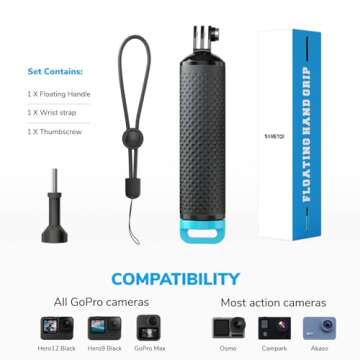 Sametop Floating Handle Grip Floaty Stick Waterproof Handler Accessory Compatible with GoPro Hero 13, 12, 11, 10, 9, 8, 7, 6, 5, 4, Session, 3+, 3, Hero(2018), Max, DJI Osmo Action Cameras (Blue)