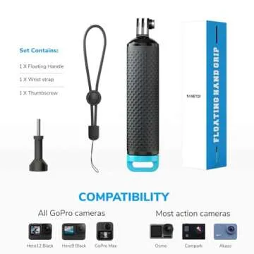 Sametop Floating Handle Grip Floaty Stick Waterproof Handler Accessory Compatible with GoPro Hero 13, 12, 11, 10, 9, 8, 7, 6, 5, 4, Session, 3+, 3, Hero(2018), Max, DJI Osmo Action Cameras (Blue)