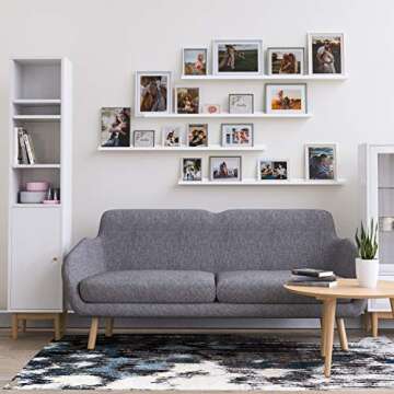 Wallniture Denver 46" White Floating Shelves for Wall Decor, Wall Bookshelves for Living Room, Float...