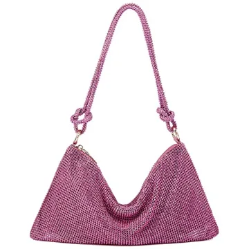 Rhinestone Hobo Bag for Women Rhinestone Purses Sparkly Evening Handbag Shiny Diamond Purse for Wedd...