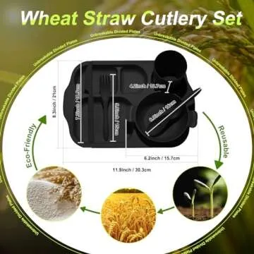 Honoson Wheat Straw Dinnerware Set for Kids' Mealtime