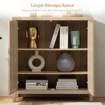 SICOTAS Credenza Sideboard with Rattan Storage for Your Home