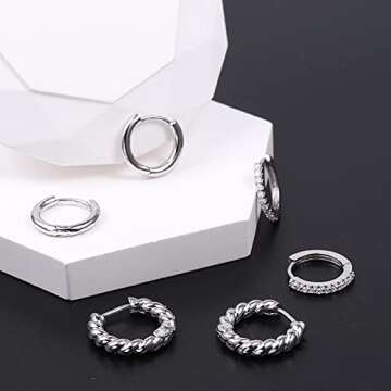 Elegant 3 Pairs Huggie Hoop Earrings Set for Women