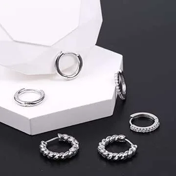 Elegant 3 Pairs Huggie Hoop Earrings Set for Women