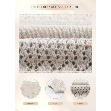 SHEWIN Women’s Lightweight V Neck Crochet Sweater