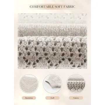 SHEWIN Women’s Lightweight V Neck Crochet Sweater