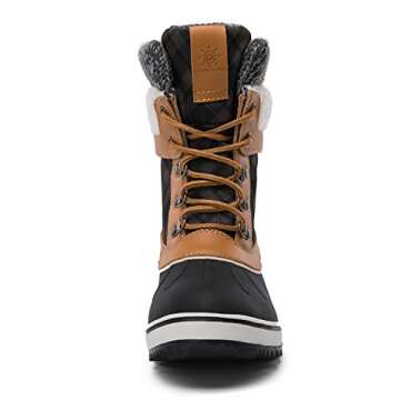 GLOBALWIN Women's Winter Snow Boots (7.5 D(M) US Women's, Black/Camel)